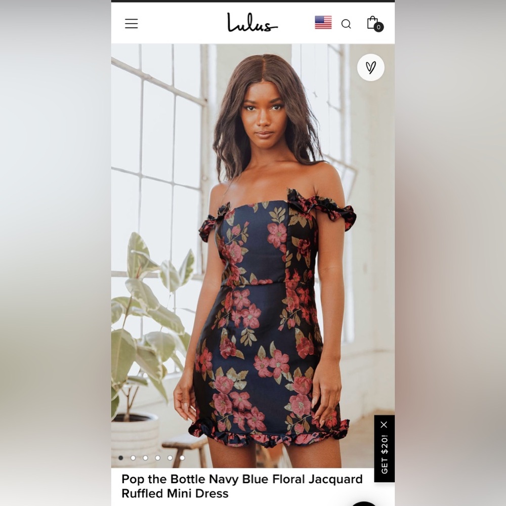 Lulus Pop the Bottle Navy Blue Floral Jacquard Ruffled Mini Dress